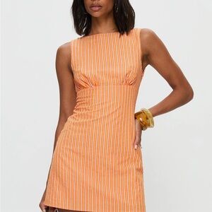 Princess Polly Ellesandra Boat Neck Mini Dress Orange Stripe